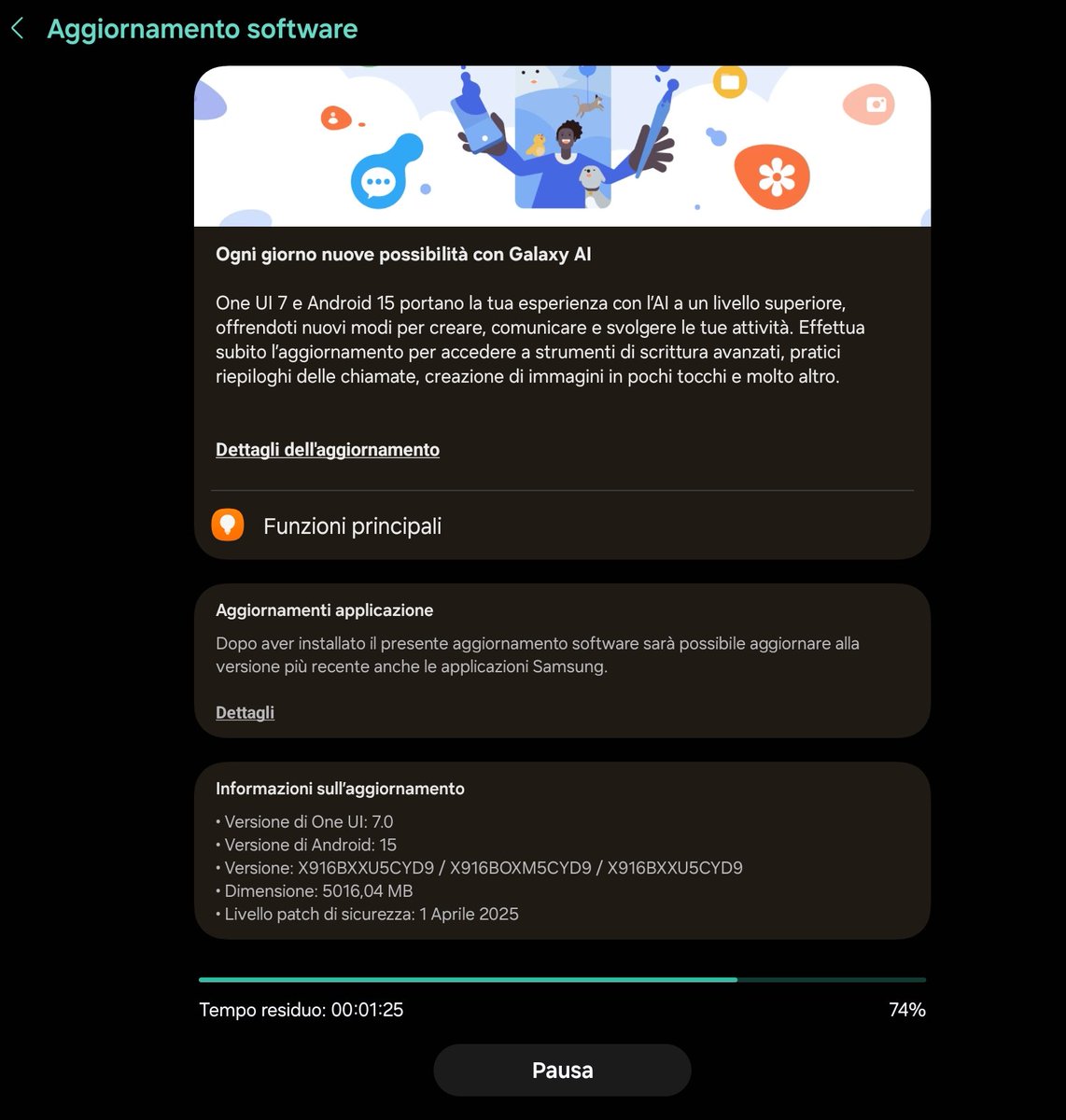 Giucip's tweet photo. @tarunvats33 my tab s9 ultra joined the one ui 7 the 24th of april https://t.co/kqTeJY4JzE