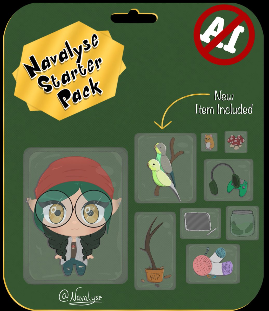 Navalyse's tweet photo. Jumped on the Starter Pack no AI. So here's mine!!! #starterpacknoai #starterpack https://t.co/de25GlLN1S