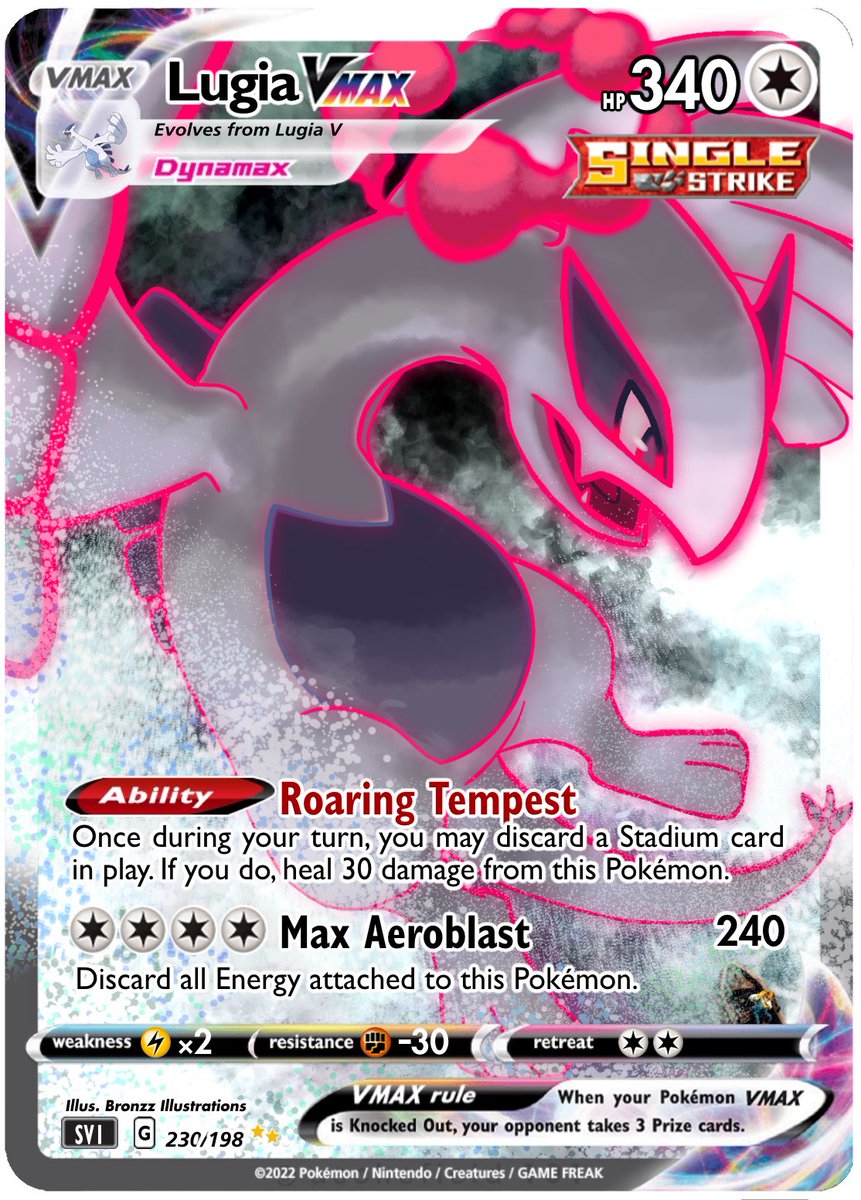 Tried my hand at designing a custom Lugia VMAX card! I really wanted to  capture a darker vibe for it, therefore the stormy background. Hope yall  like it  I'd appreciate any