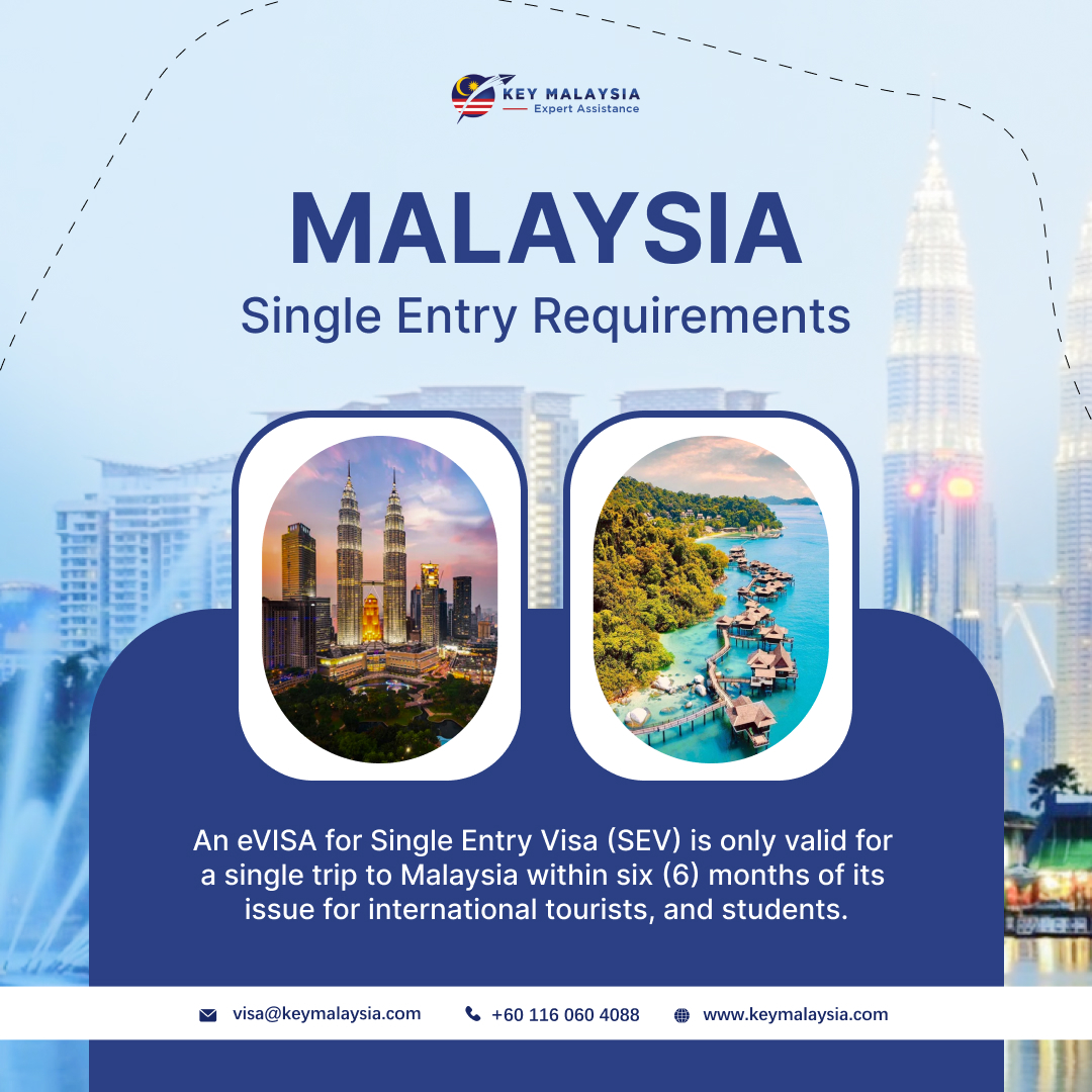 keymalaysias's tweet photo. An eVISA for Single Entry is perfect for internationl tourists and students, allowing a single visit to Malaysia within 6 months from the date of issue

✅ Valid for one trip
✅ Must travel within 6 months of visa issuance

https://t.co/BtrJZdMhBA

#MalaysiaVisa #SingleEntryVisa https://t.co/tcppEMwvGq