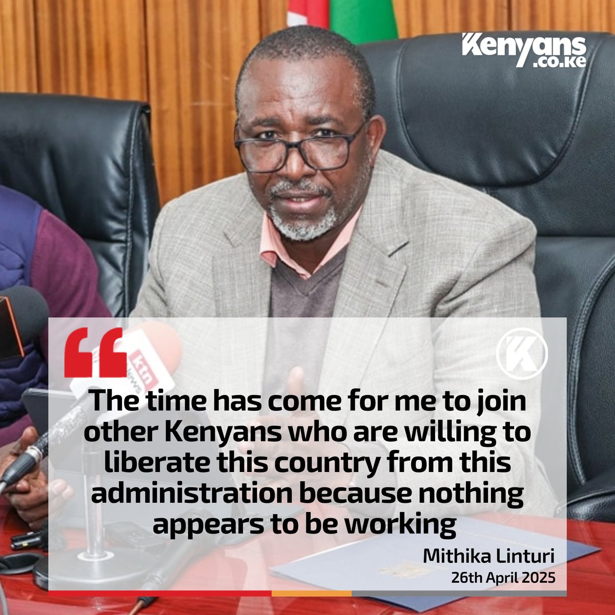 Kenyans's tweet image. The time has come for me to join other Kenyans who are willing to liberate this country from this administration - Mithika Linturi