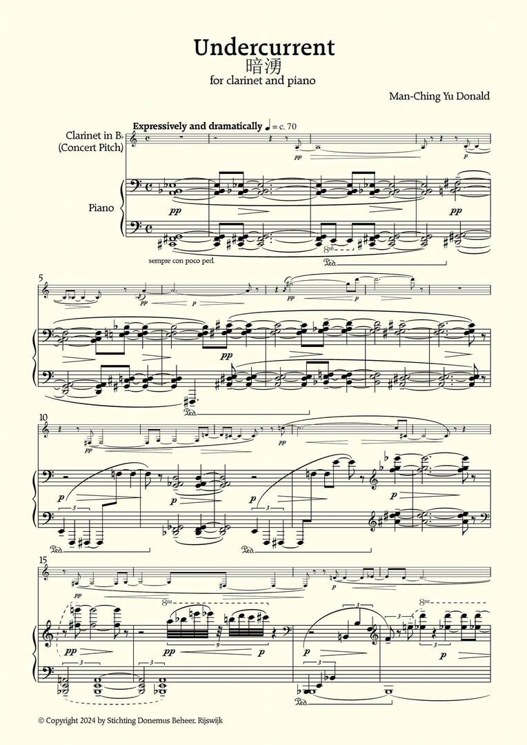 Recently published: Man-Ching Yu Donald, 'Undercurrent 暗湧' for clarinet and piano - 
ift.tt/8IYf1L2
