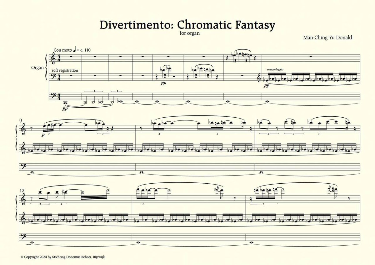 Recently published: Man-Ching Yu Donald, 'Divertimento: Chromatic Fantasy' for organ - 
ift.tt/fXMelP2