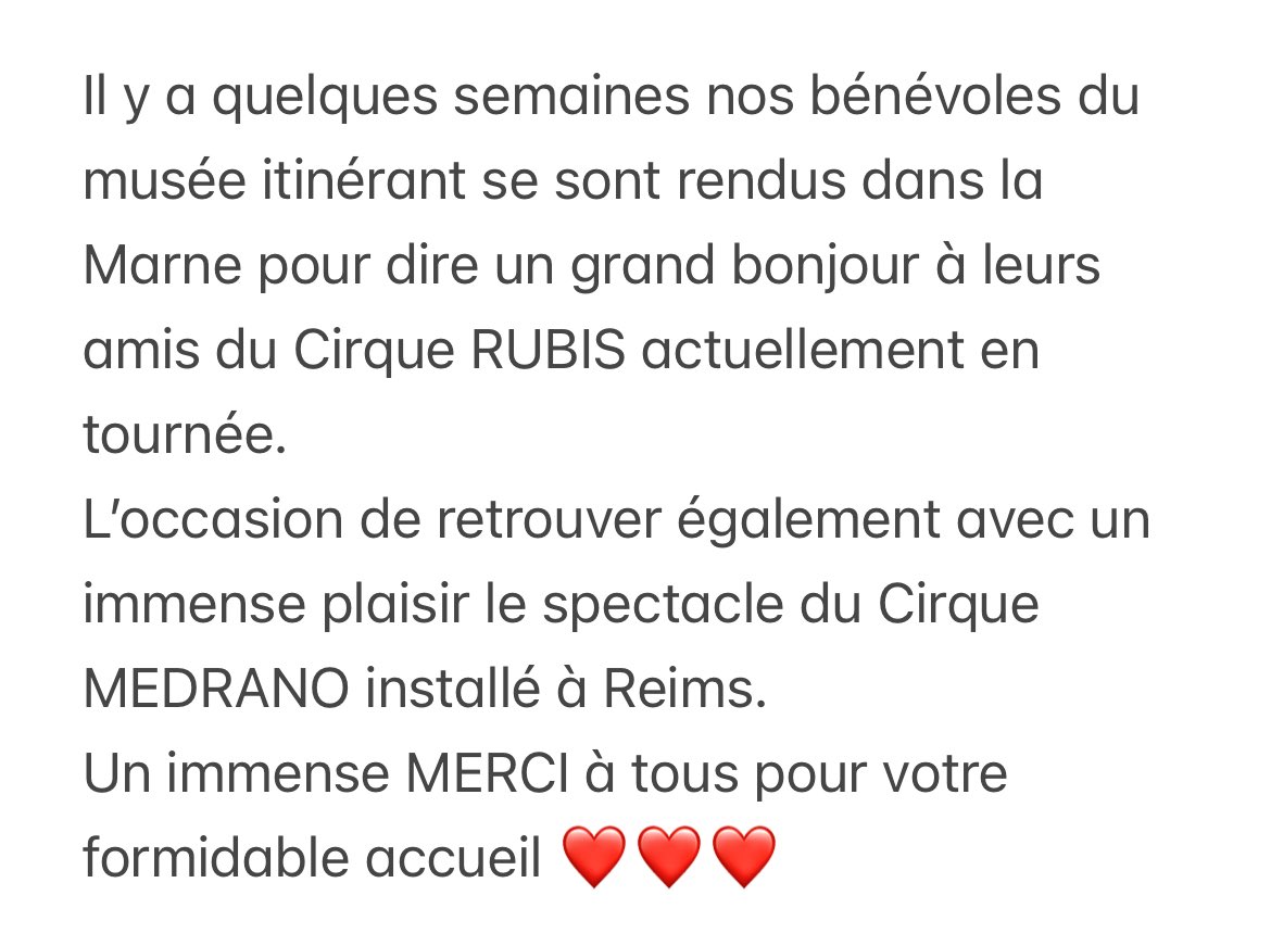 Espace_Cirque's tweet photo. Un petit bonjour aux amis !!!
#ecim #rubis #cirquerubis #medrano #cirquemedrano #marne #spectacle #artistes #amis #cirque #circus #circo #circuslife #museeducirque #museeducirqueitinerant #mdci #lagardine #hautsdefrance #nord #lillemaville #aisne #oise #pasdecalais #somme https://t.co/mWpKQhKJL8