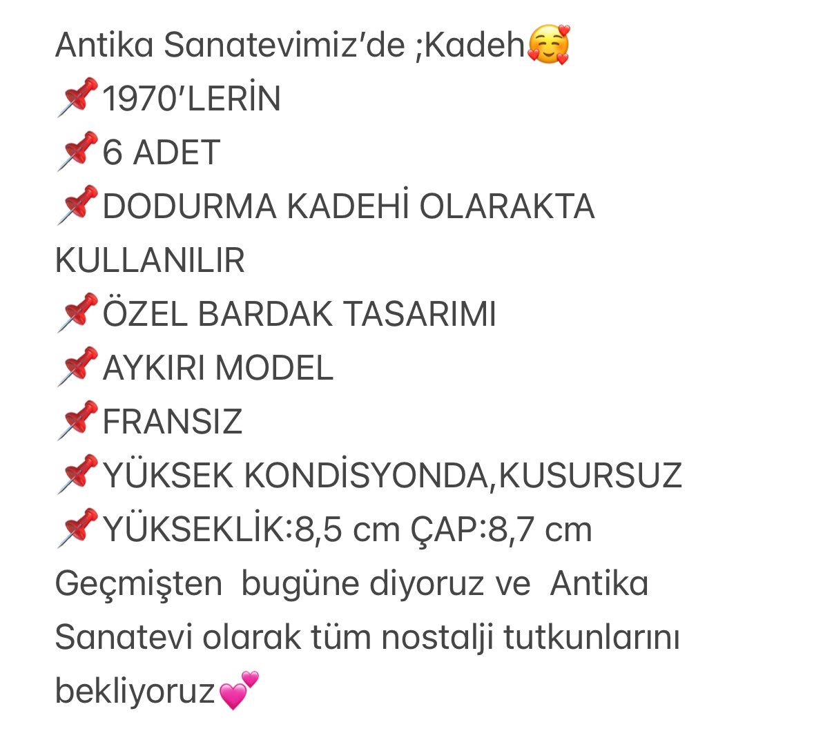 Antika Sanatevimiz’de ;Kadeh🥰 
.
.
.
#antika #sanat #antikapazarı #antikacı #antikasever #retro #plak #plakçalar #kınık #likör #karaf #antikaradyo #çalhalısı #çanakkaletesti #tokatküp #sürahi #kınıkküp #küllük #eskikutu #taşplak #nostalji #nostaljikradyo #philps #kasetçalar