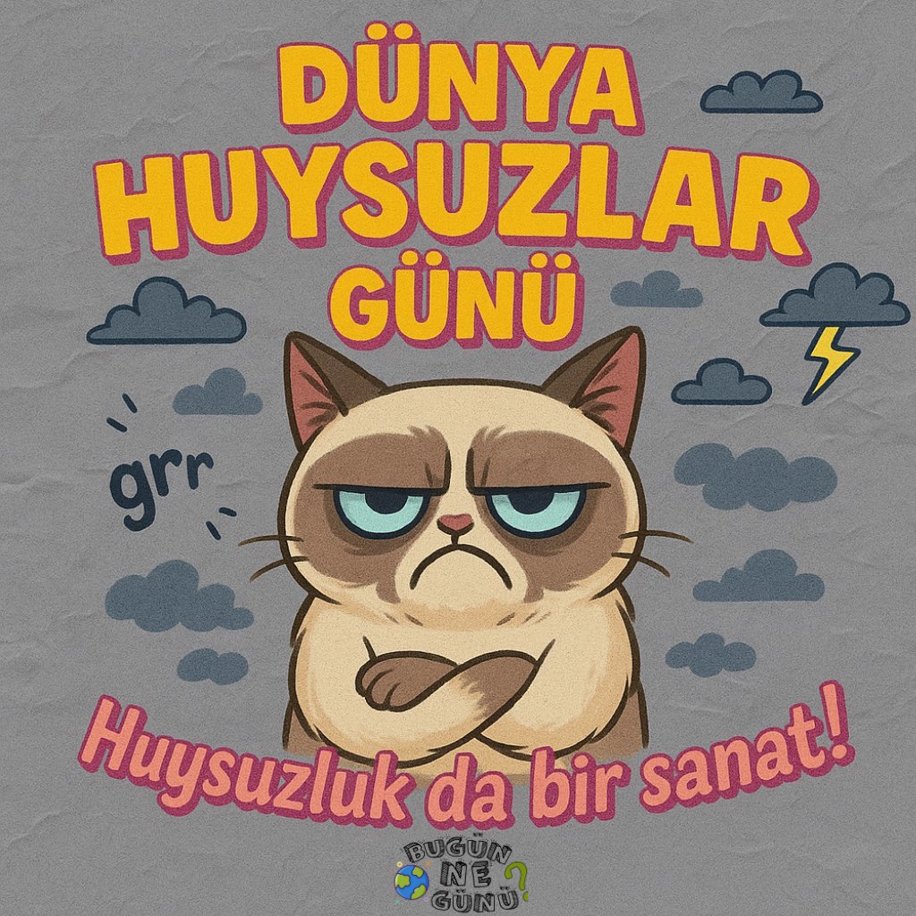 😣 Bugün Dünya Huysuzlar Günü! Hadi itiraf et, sen de bazen her şeye ‘offf’ deyip kaş çatmıyor musun? 🙈 Kahven soğudu mu, trafik mi sıktı, yoksa patron mu huysuzlandırdı? Anlat bakalım, bugün senin huysuzluk sebebin ne? Yorumlara yaz, en huysuz hikayeyi sabitleyelim! ⚡️