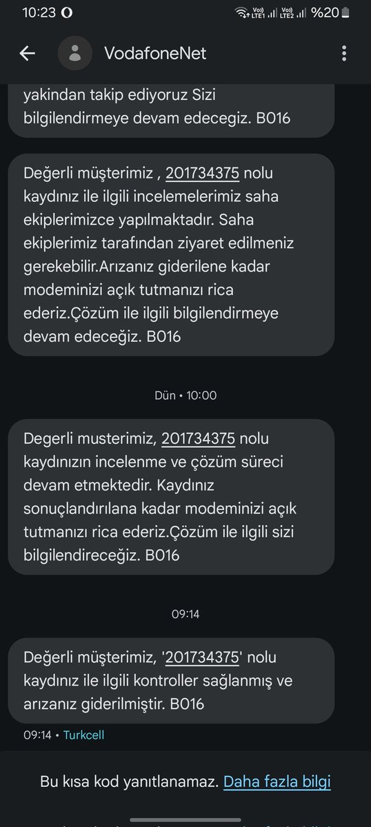 tanmurat00's tweet photo. Sevgili @vodafonenet çözemediğiniz problem ile ilgili arızanız giderilmiştir mesajı neden gönderiyorsunuz. Bir modem değişikliği yaptınız diye sorun çözüldü mü zannediyorsunuz. Hız problemim hala devam ediyor lütfen bu konuyu çözmenizi rica ediyorum.
@VodafoneTR @VodafoneDestek https://t.co/iCdzEQPMLS
