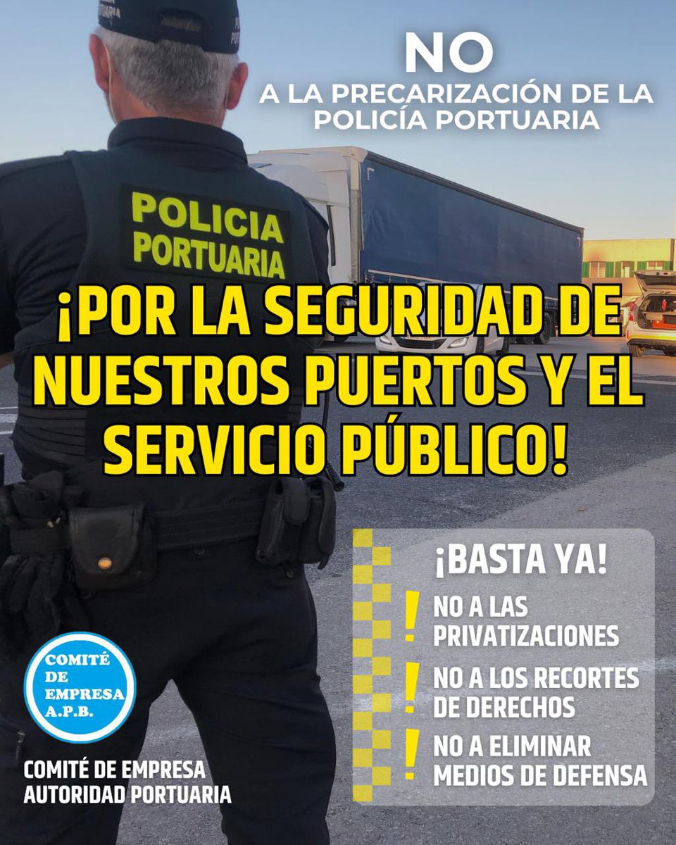 PoliciAPB_SPPLB's tweet image. La #PoliciaPortuaria de @PortsdeBalears dice ¡BASTA YA! y convoca movilizaciones ante los recortes de derechos laborales,  de medios materiales/de protección y el anuncio de privatizaciones de funciones públicas‼️

👉MANIFESTACIÓN
📅 30/04
📍 Frente APB

diariodemallorca.es/mallorca/2025/…