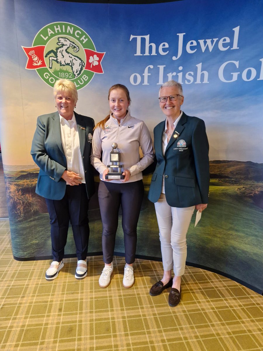 Lahinch Golf Club (@lahinchgolfclub) on Twitter photo Congratulations to Kate Lanigan on her victory at the 2025 Lahinch Scratch Cup (Vaughan Trophy) with two great rounds of 71 and 71 to win by a margin of four 🏌️♀️
Kate is pictured alongside Lady Captain Marjorie Ahern and Lady President Aedin McCarthy.
<a href="/GolfIreland_/">Golf Ireland</a> Congratulations to Kate Lanigan on her victory at the 2025 Lahinch Scratch Cup (Vaughan Trophy) with two great rounds of 71 and 71 to win by a margin of four 🏌️♀️
Kate is pictured alongside Lady Captain Marjorie Ahern and Lady President Aedin McCarthy.
<a href="/GolfIreland_/">Golf Ireland</a>