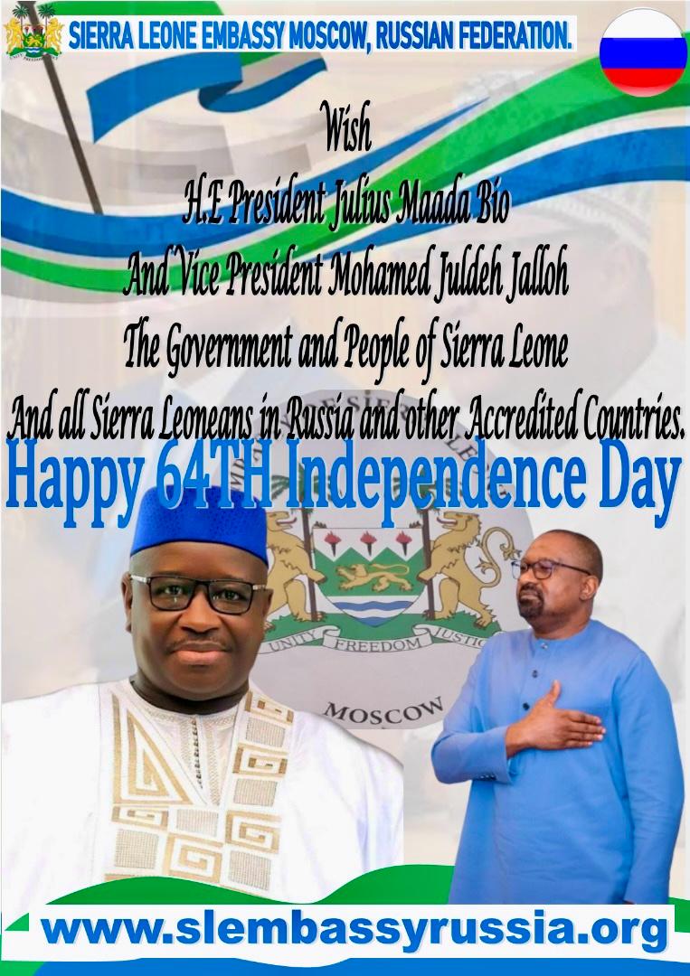 LeoneMoscow's tweet photo. Happy Independence Day 🇸🇱 https://t.co/pgUmPikuaY
