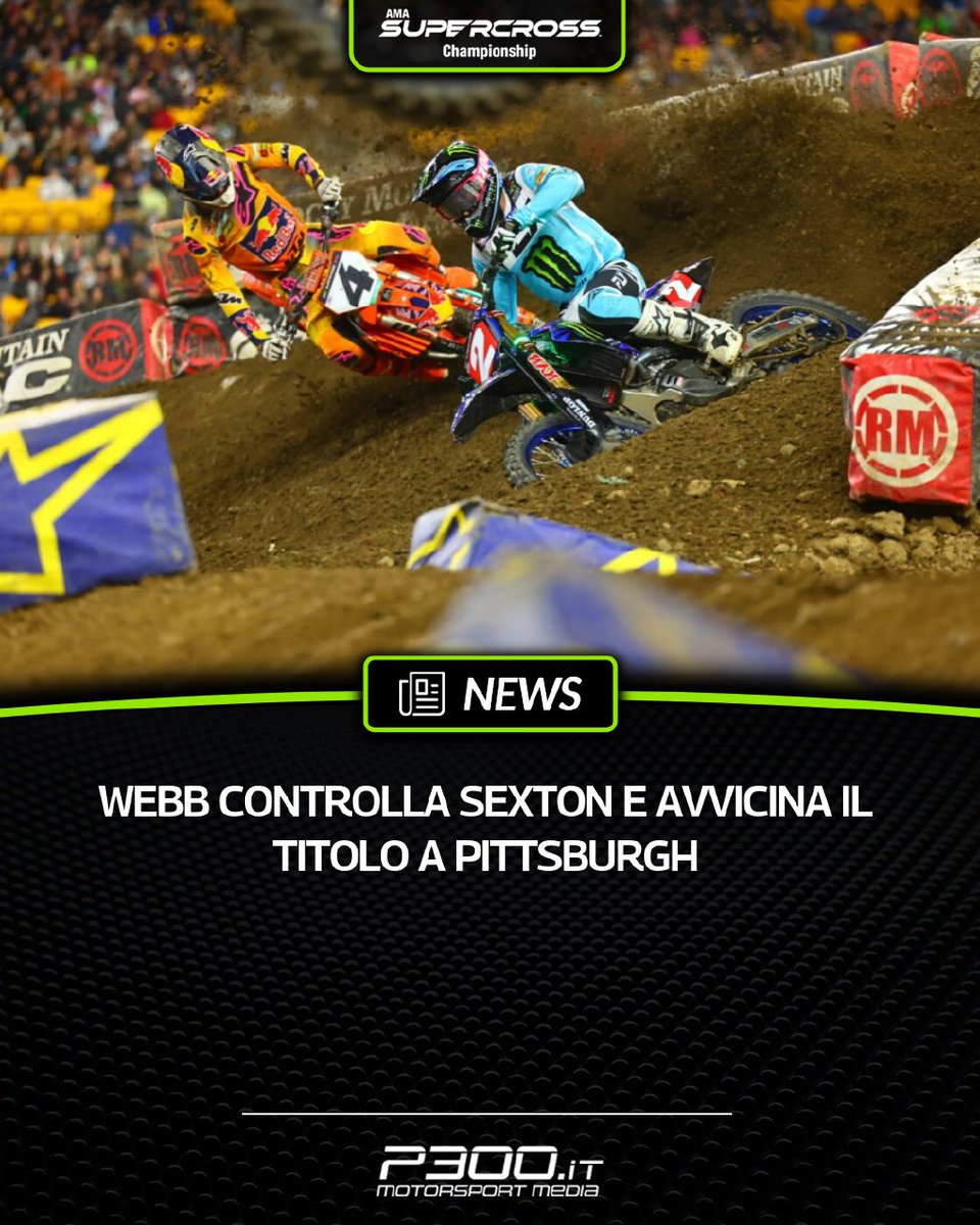 P300it's tweet photo. Supercross | Webb controlla Sexton e avvicina il titolo a Pittsburgh

✍️ di Federico Benedusi

#Supercross #SupercrossLive #Supercross2025 #Pittsburgh #450SX #250SX #250SXEastCoast #Webb #CooperWebb #StarRacingYamaha

🔗 https://t.co/AGF2BmcB1w https://t.co/xzPrGbWmQ1