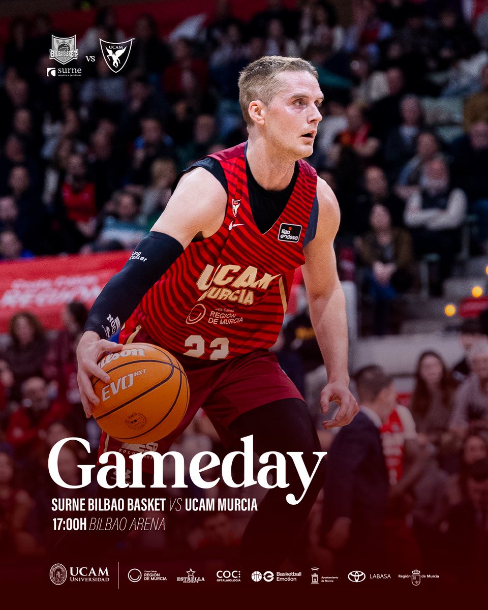 UCAM Murcia (@ucammurcia) on Twitter photo ๐ฅ ๐ฎ๐จ๐ด๐ฌ๐ซ๐จ๐ ๐ฅ
๐ <a href="/ACBCOM/">Liga Endesa</a>
๐ <a href="/bilbaobasket/">Surne Bilbao Basket ๐</a>
โฐ 17:00H
๐ Bilbao Arena
๐บ <a href="/MovistarBasket/">Basket en Movistar Plus+</a>
#GameChangers ๐ฅ ๐ฎ๐จ๐ด๐ฌ๐ซ๐จ๐ ๐ฅ
๐ <a href="/ACBCOM/">Liga Endesa</a>
๐ <a href="/bilbaobasket/">Surne Bilbao Basket ๐</a>
โฐ 17:00H
๐ Bilbao Arena
๐บ <a href="/MovistarBasket/">Basket en Movistar Plus+</a>
#GameChangers