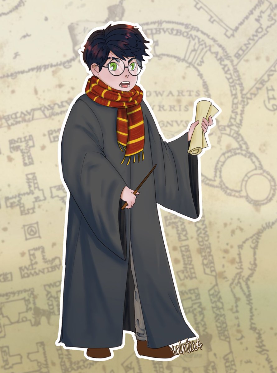Winter_A4's tweet photo. Harry with the Marauder’s Map. Can’t.  Stop. Drawing. HP. #digitalart #HarryPotter #ibisPaintX https://t.co/QK750bVKgB