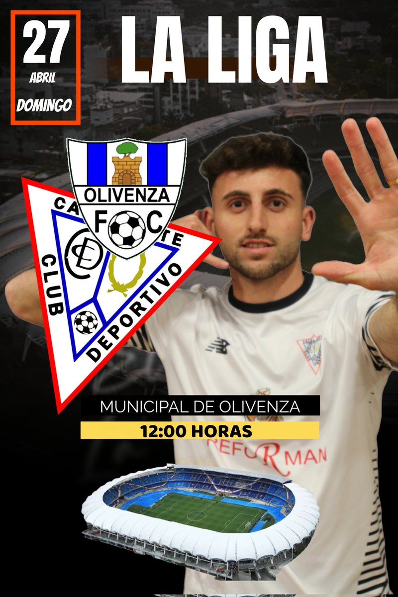 HOY JUGAMOS 
12:00 Horas 

<a href="/OlivenzaF_C/">Olivenza F.C.</a> 
<a href="/CCalamonte/">CD Calamonte</a> 

Penúltimo viaje de la temporada, los nuestros buscan  sumar fuera de casa correspondiente en la jornada treinta y dos de Tercera RFEF.