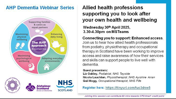 Spring into 2025. Join us on the 30th April at 3.30pm, where podiatry, physiotherapy and occupational therapy will be talking about ways to look after our health and wellbeing. To Register 👉tinyurl.com/tuc3dsw5