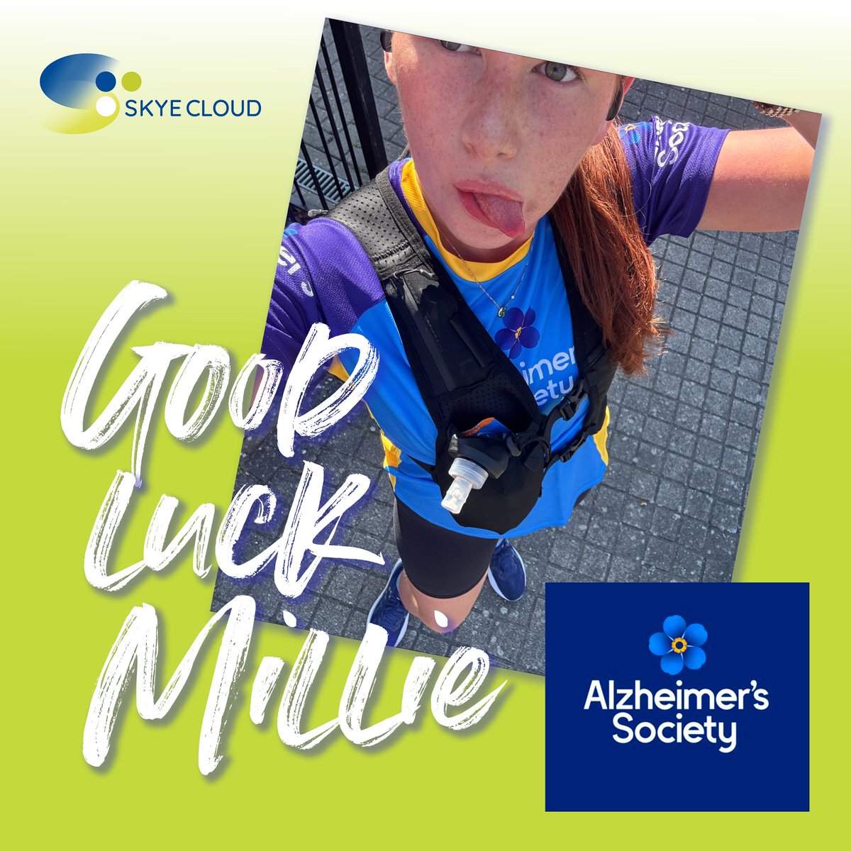 Skye Cloud LTD (@skyecloudltd) on Twitter photo Wishing our Millie Swords the very best of luck today running the @londonmarathon for The <a href="/alzheimerssoc/">Alzheimer's Society</a>. You'll smash it! Please support her as she runs for her Grandad who is living with Alzheimers. Donate at tinyurl.com/du6s3en2
#tcslondonmarathon #AlzheimersSociety Wishing our Millie Swords the very best of luck today running the @londonmarathon for The <a href="/alzheimerssoc/">Alzheimer's Society</a>. You'll smash it! Please support her as she runs for her Grandad who is living with Alzheimers. Donate at tinyurl.com/du6s3en2
#tcslondonmarathon #AlzheimersSociety