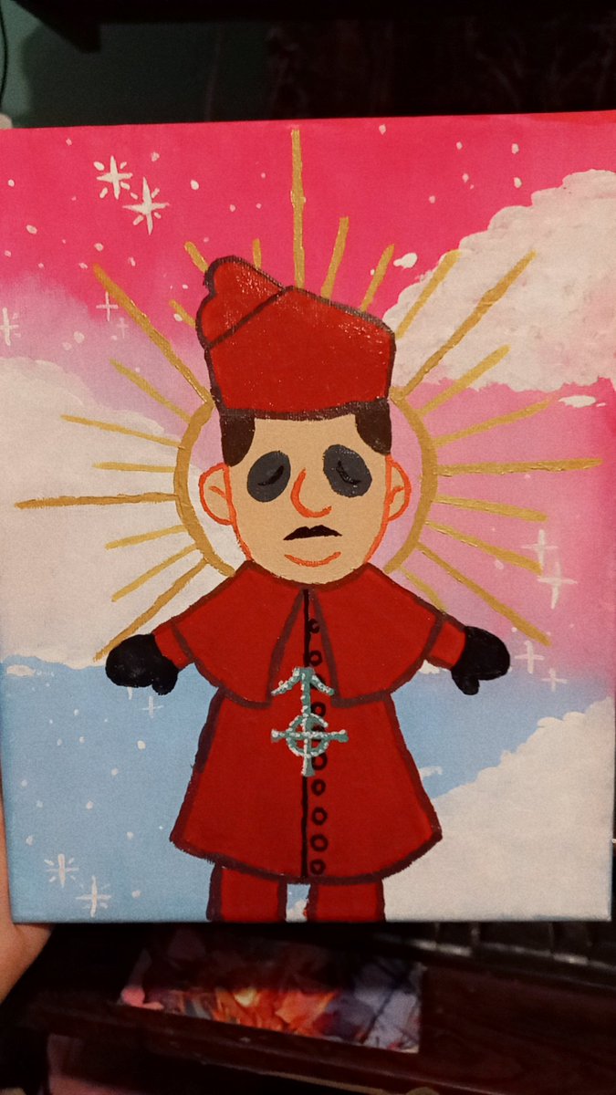 Painted in acrylic on a medium size canvas 🎨🖼

"The Ascension"

First painting of many I hope to do 
I did it with a lot of love ❤️

#thebandghost #cardinalcopia #Ghost #traditionalart #art #paint #plushia