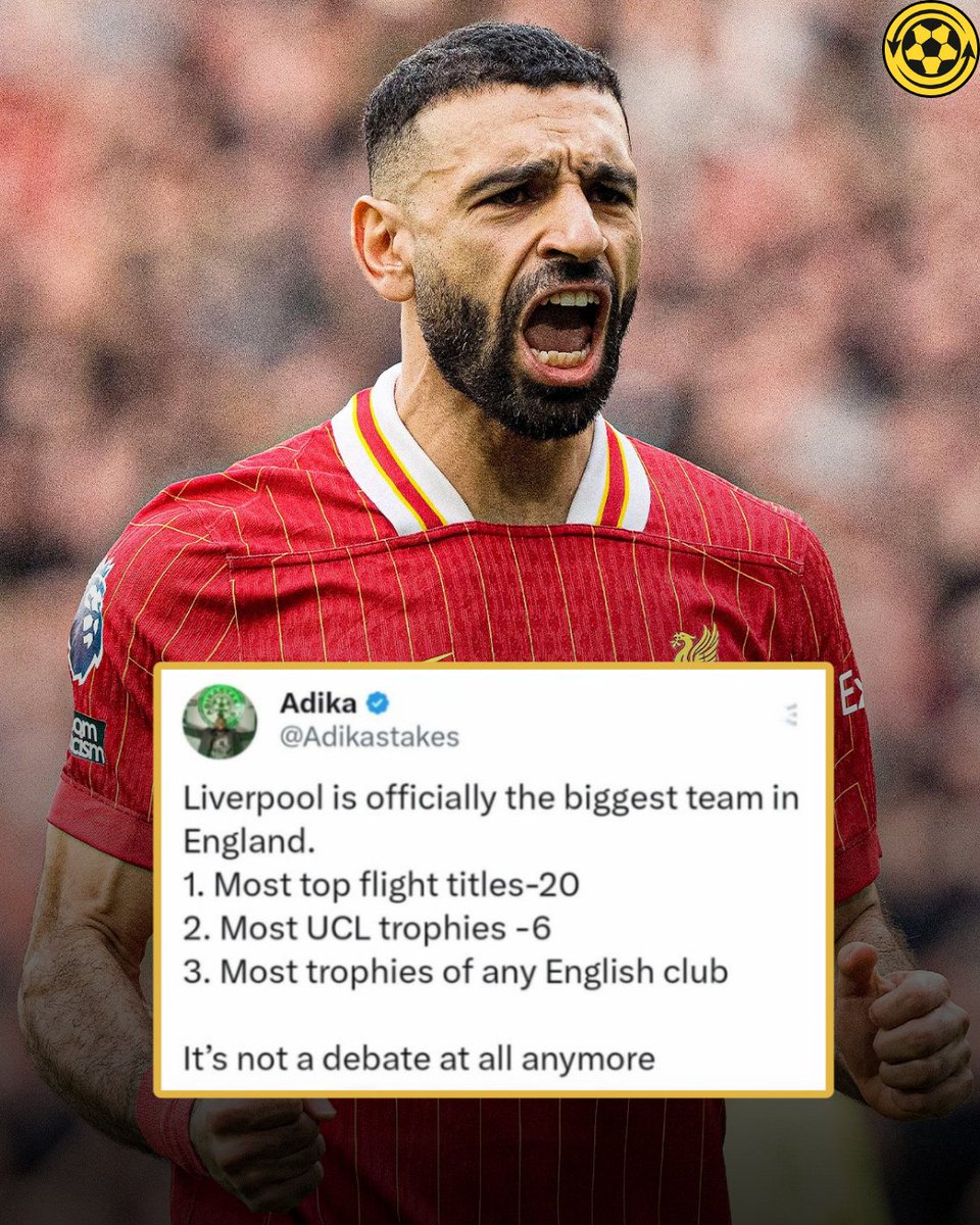 🗣️ “Liverpool are officially the biggest team in England.”

Do you agree with him? 🤔