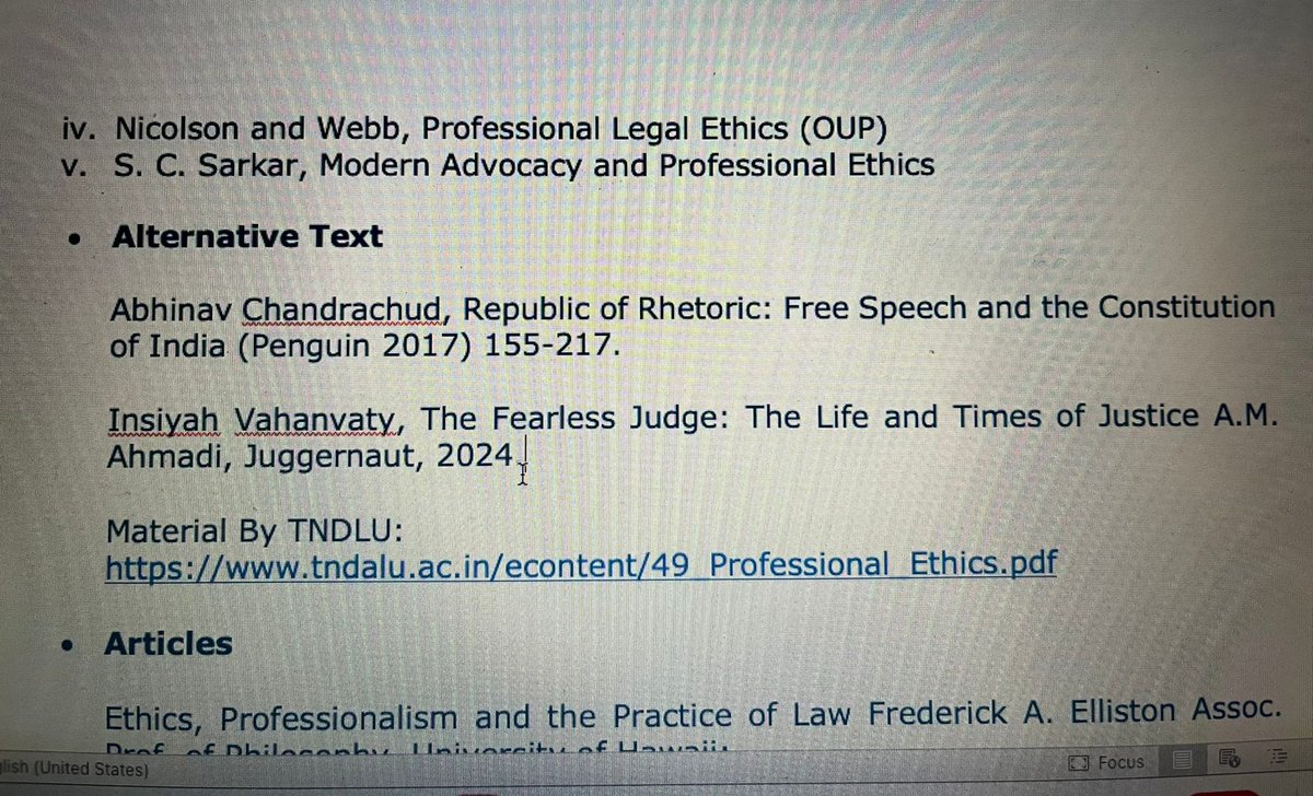 Delighted to find The Fearless Judge listed in the Syllabus of the Professional Ethics Course, Symbiosis Law School, Noida. For both, B.B.A. LLB and B.A. LLB courses.

An honour to the legacy of the man whose ethics and principles continue to inspire. #justiceamahmadi