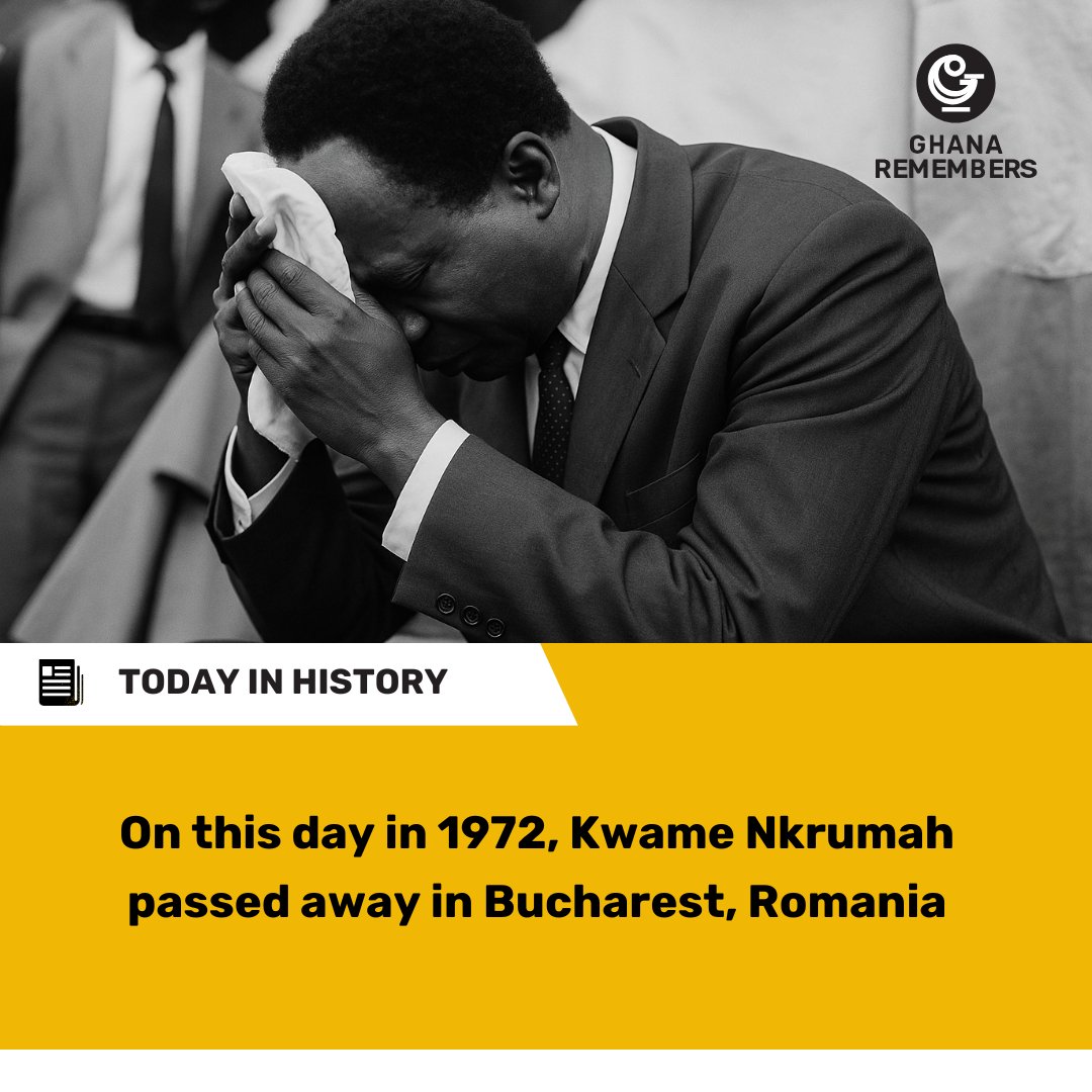 On this day in 1972, Kwame Nkrumah, Ghana’s founding leader and a Pan-African icon, died in exile in Bucharest, Romania, far from the nation he had liberated. 

Read the full story about the diplomatic clashes and that defined Nkrumah’s final journey. 👇

ghanaremembers.com/stories/histor…
