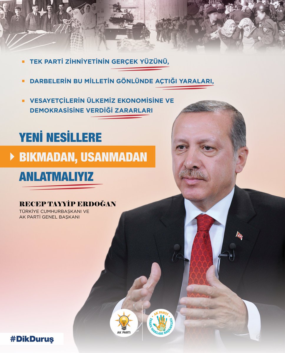 Liderimiz Recep Tayyip ERDOĞAN Her Türlü Cuntacılık ve Darbecilikle Mücadele Ederek Antidemokratik Girişimlere Karşı Meydan Okumuştur. #DikDuruş 

<a href="/RTErdogan/">Recep Tayyip Erdoğan</a> <a href="/Akparti/">AK Parti</a>