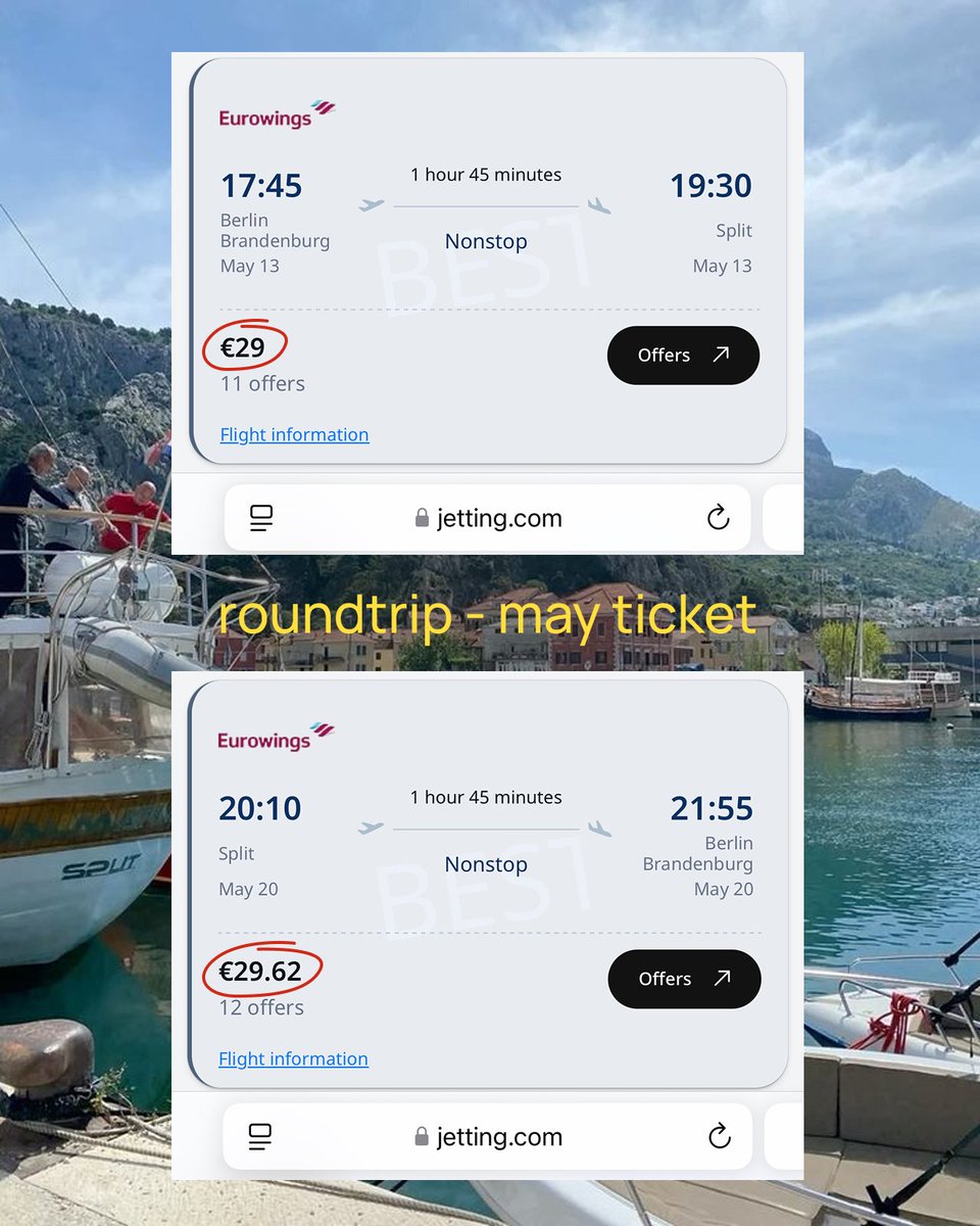 Jetting_com's tweet photo. Berlin → Split
Ready for an adventure? Round-trip flight from Berlin to Split + hotel for just €84! ✈️ Book now with https://t.co/a3pvGwEYD4
#berlin #germany #split #croatia #cheapflights #cheapdestinations #jetting_com https://t.co/14BrXCUWHl