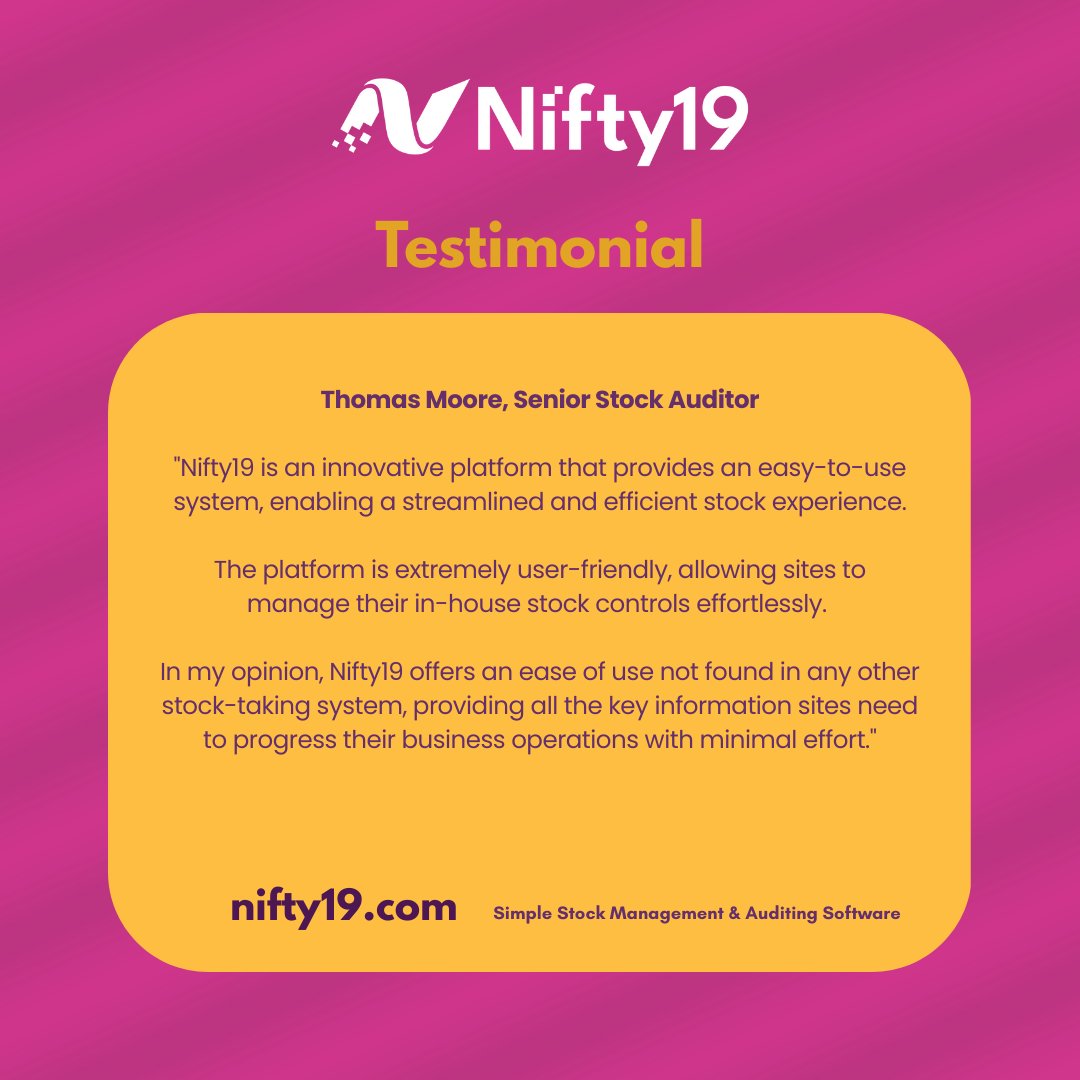 An easy-to-use platform that gives businesses the information they need to move forward. Find out why Thomas Moore recommends Nifty19. 
nifty19.com
#Nifty19 #StockTaking #InventoryControl #Hospitality #Capcon #StockAuditor #CloudBasedSolutions #HospitalityAudit