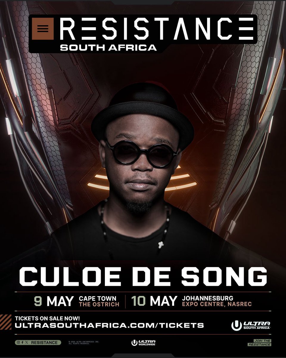 Ultra South Africa (@ultrasa) on Twitter photo Ready to dance. Ready to rave with <a href="/CuloeDeSong/">Culoe De Song</a> at #RESISTANCE.
Tickets to #UltraSA2025 are now on sale at ultrasouthafrica.com/tickets. Ready to dance. Ready to rave with <a href="/CuloeDeSong/">Culoe De Song</a> at #RESISTANCE.
Tickets to #UltraSA2025 are now on sale at ultrasouthafrica.com/tickets.