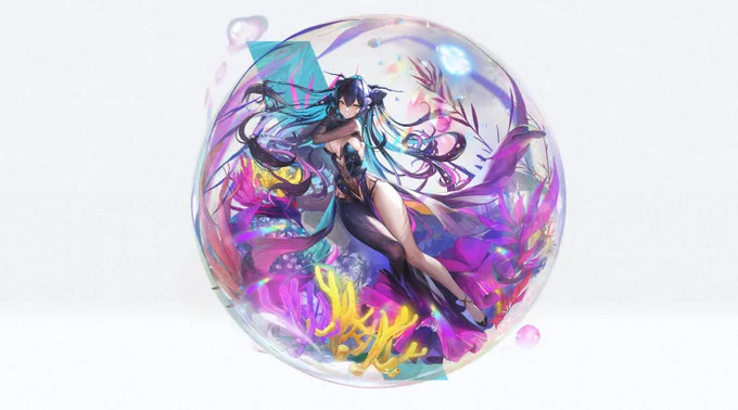 リトルマーメイドのコスガチャ。カラフルでとてもとても綺麗です!色鮮やかさNO.1なのでは。PCだと全体像が見れます。リロード姿勢は表情がキリっとする所とセクシーな太ももが好きです。水泡を作るモーションと音がいい。390階の鯨でキャンプしていましたが430階迄一気に上がれました。 #NIKKE 