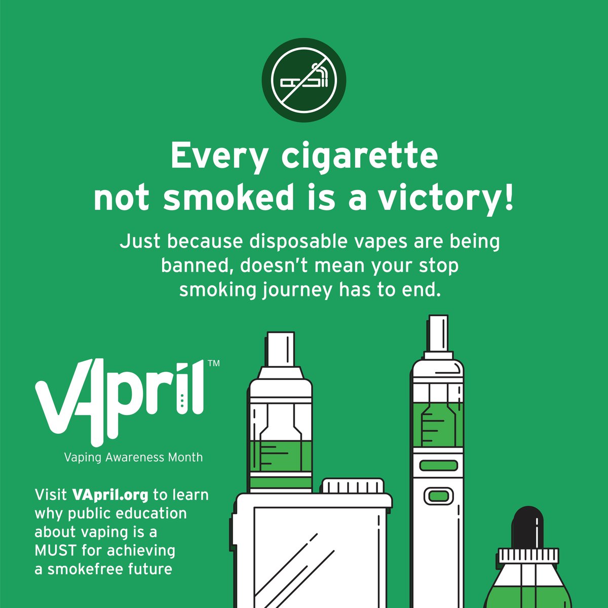 Disposable vapes helped millions quit smoking – but they’re not the only option.
This #VApril, we’re helping smokers switch from single-use to long-term success with reusable vapes.
📲 Learn more and stay smokefree at VApril.org