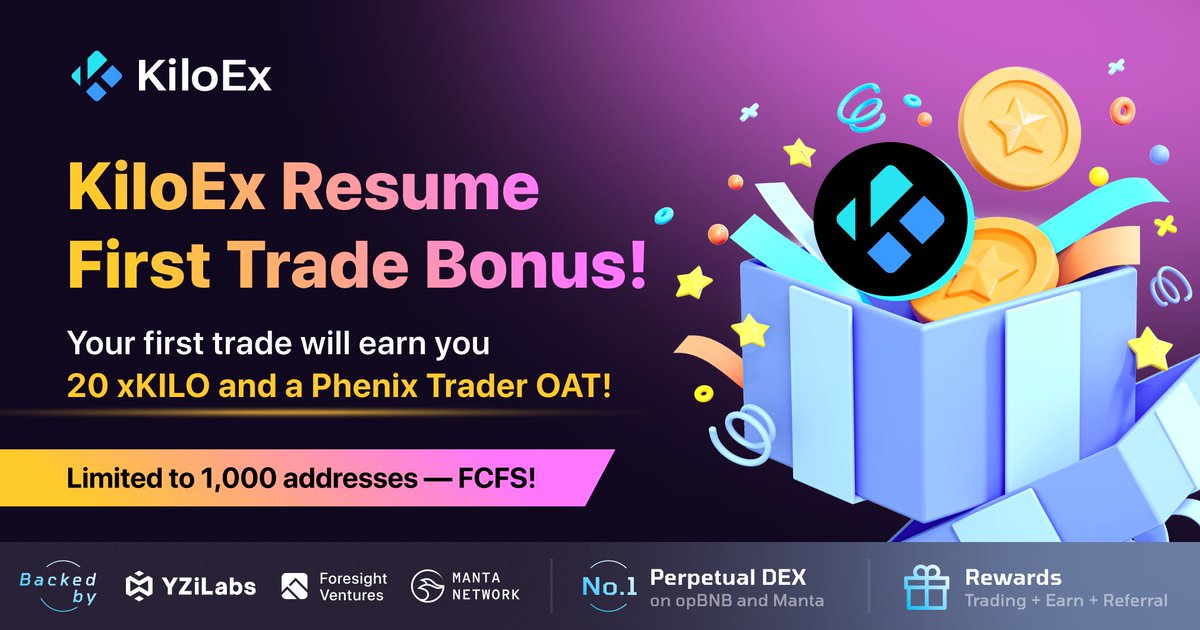 ⏳ Still waiting to make your first trade? Better hurry — event ends April 30, 23:59 UTC!

Drop a trade of $10+ margin after restart and you’ll snag 20 xKILO + a limited Phenix Trader OAT! 🎯

First 1,000 traders only — Let’s get it! 🚀