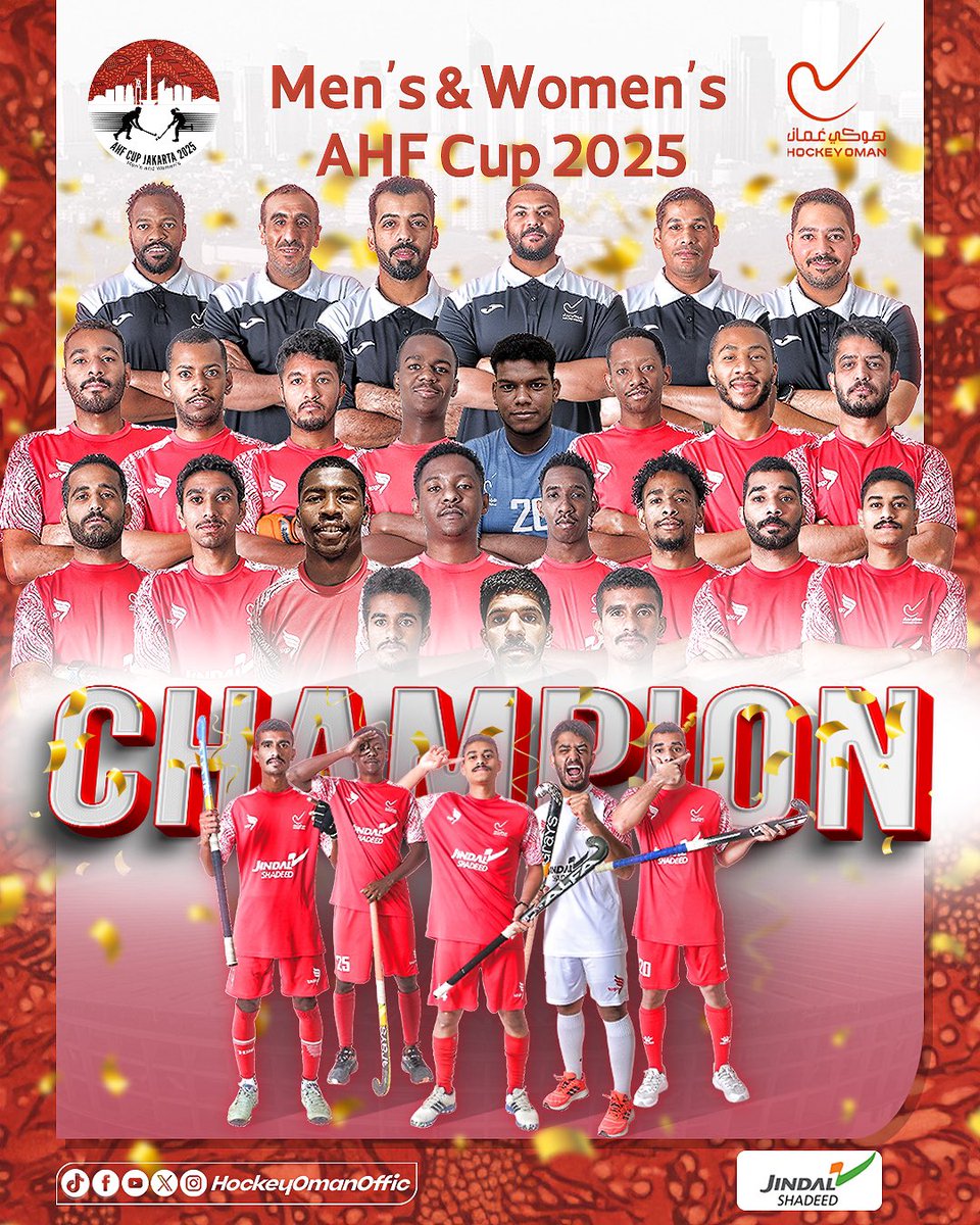 منتخبنا الوطني للهوكي يتوج بلقب بطولة كأس الاتحاد الآسيوي بعد فوز مستحق على منتخب الصين تايبيه بنتيجة ٤-٣.

فخورون بكم يا أبطال! 🏆

ماضون معكم نحو المزيد من الإنجازات بإذن الله! 🇴🇲❤