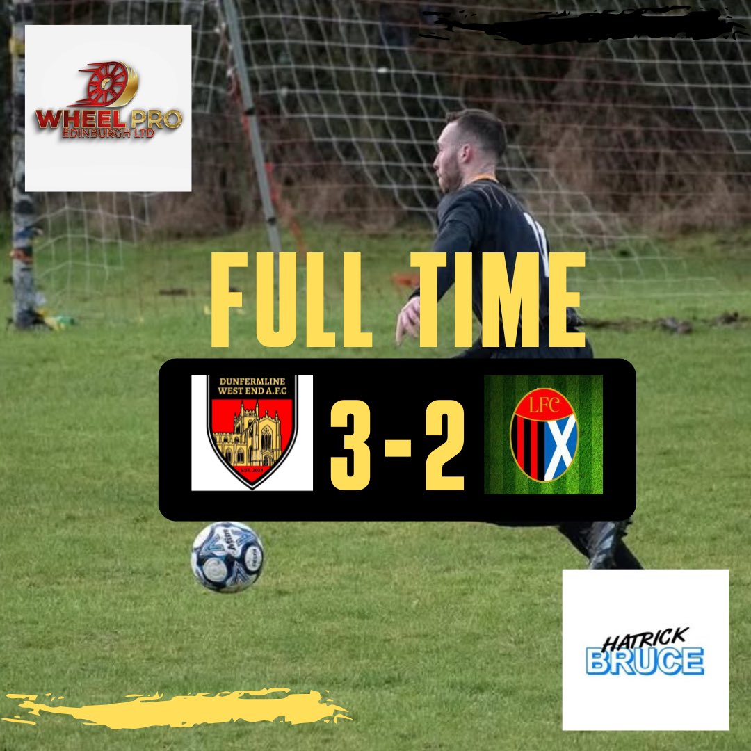 A fiery affair ends in a win for the West End! Both teams finishing with 10 men due to a Leven red card and an injury for us after using all our subs. 

Goal Scorers:
Callum Burns ⚽️
Sam Telfer ⚽️⚽️
Dan Davies 🎯🎯