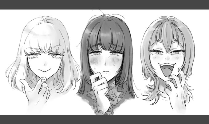 バレないように3人とも切り揃えた前髪と長細い目のデザインにした
その方が興奮するので 