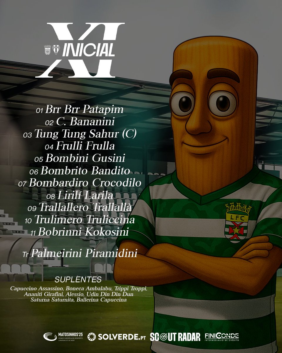 O nosso XI inicial para o jogo de hoje! 💚