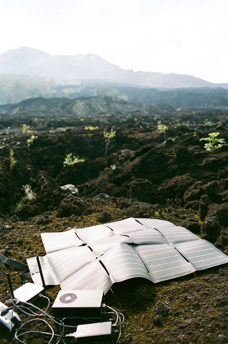 Satoshi Solar panel, Model Gossamer UL, at a volcano in Indonesia
