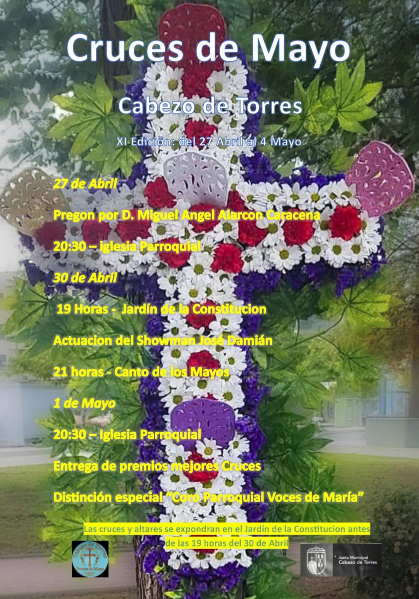 Mayo se acerca y Cabezo de Torres vuelve a sacar a relucir su entusiasmo por las Cruces de Mayo🌷✝️

👏🏻Colaboramos con la Asociación Cultural Cruces de Mayo, colaboramos con nuestras tradiciones.
#cabezodetorresadelante