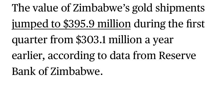 #Zimbabwe gold exports jumped to $395M from $300M in just the first 4 months of 2025, compared to 2024 Q1.

Zimbabwe is quite a rich country.