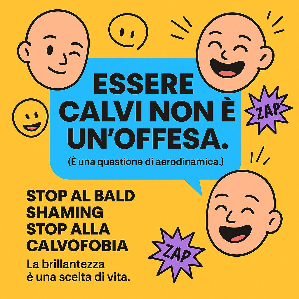 La calvofobia e il bald shaming non fanno ridere: sono bullismo mascherato. I capelli non misurano il valore di nessuno. #StopBaldShaming #BodyPositivity
