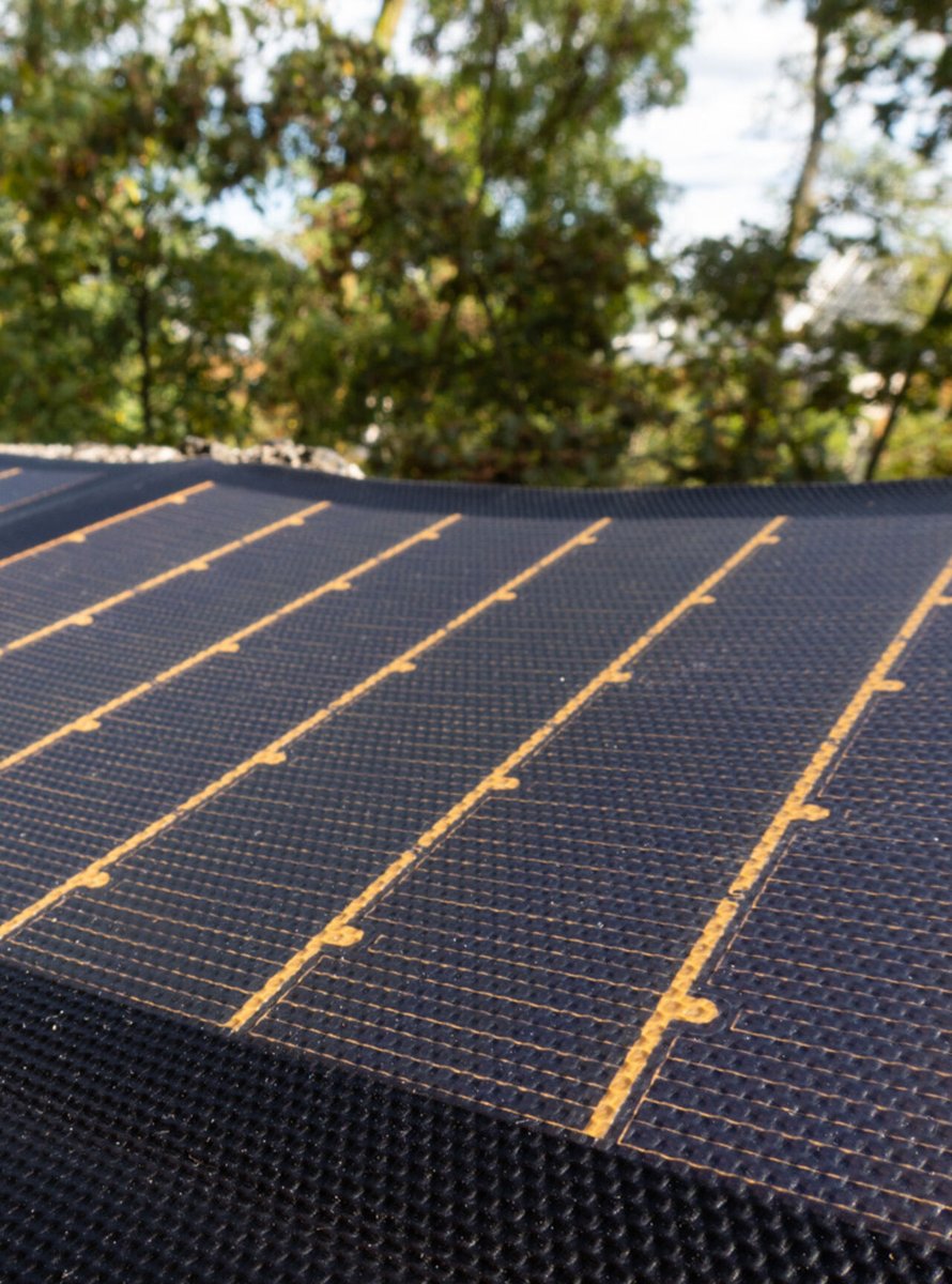 Close up of the remarkable thin-film solar cells that make our flexible solar panels possible