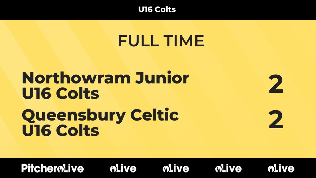 FULL TIME: Northowram Junior U16 Colts 2 - 2 Queensbury Celtic U16 Colts
#NORQUE #Pitchero
njfc.co.uk/teams/153437/m…