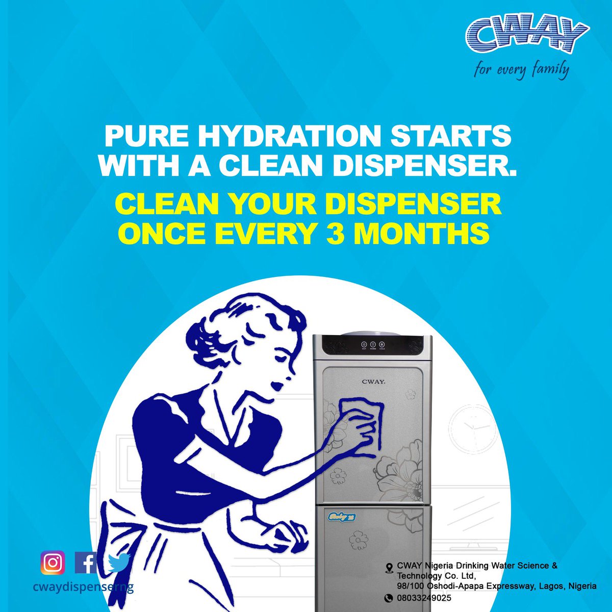 CwayDispenserng's tweet photo. Your water is only as clean as your dispenser! ๐ฆ๐งฝ
Give your dispenser a good clean every 3 months. Because your family deserves the best in every drop!
#CWAYForEveryFamily #CleanDispenserCleanWater #StayHydrated. ๐๐ #PureHydration #CWAYCare https://t.co/1JCVam7k1m