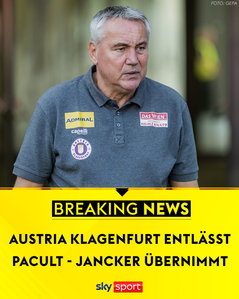 SkySportAustria's tweet image. Trennung offiziell: Austria Klagenfurt stellt Peter #Pacult frei! ❌ Carsten #Jancker übernimmt ab sofort beim Vorletzten der ADMIRAL Bundesliga! ⚽ 

Alle Infos 👉 skysportaustria.at/pacult-aus-fix…

#SkyBuliAT #Austria #Klagenfurt #BreakingNews #Breaking #Bundesliga #inundaut