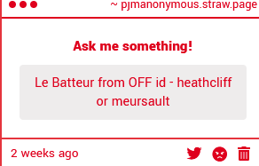 PJMAnonymous's tweet photo. Le Batteur OFF heathcliff meursault identity https://t.co/pXOYYrFPqx