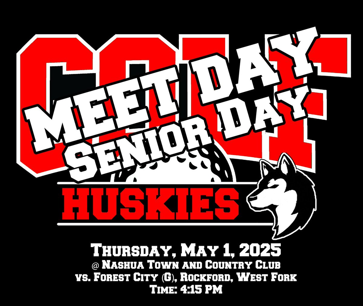 Today is the last home regular season meet and we honor our seniors- Dawson Glaser, Cal Levi and William Lindeland - as they close out their career. Tee time is scheduled for 4:15 pm.