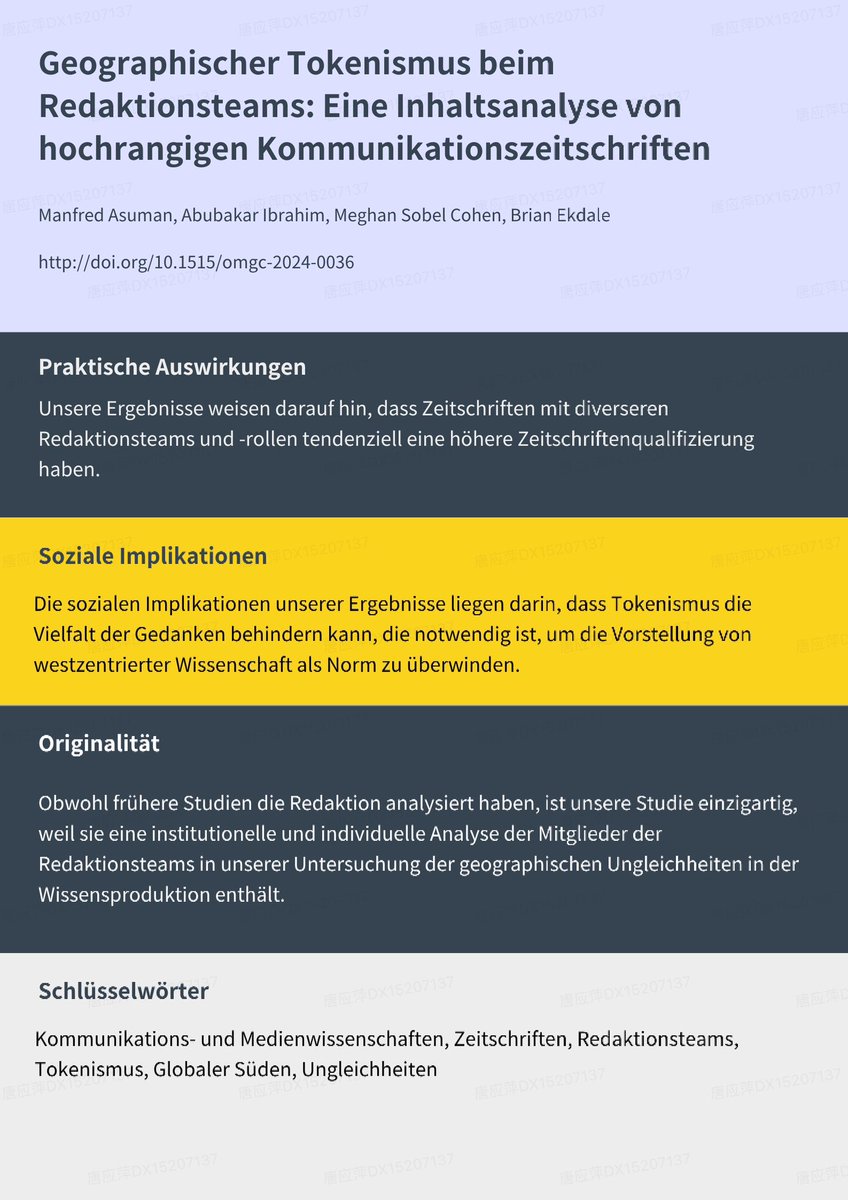 Sind Institutionen und Akademiemitglieder aus dem Globalen Süden auf Redaktionsteams stark unterrepräsentiert ? Diese Studie ist einen Blick wert.
# Globaler Süden
DOI: doi.org/10.1515/omgc-2…