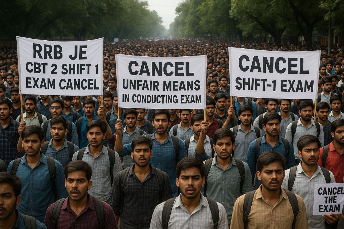 Satish kumar (@satish977280) on Twitter photo It looks like you are covering your systematic failure and want shift 1 students to be scapegoats if failure was there was it not in the first shift , don't do injustice #Cancel_RRB_JE_CBT2
#Justice_For_Shift1_Candidates
#Reschedulet <a href="/RailMinIndia/">Ministry of Railways</a> <a href="/AshwiniVaishnaw/">Ashwini Vaishnaw</a> <a href="/abhinaymaths/">Abhinay Maths</a> It looks like you are covering your systematic failure and want shift 1 students to be scapegoats if failure was there was it not in the first shift , don't do injustice #Cancel_RRB_JE_CBT2
#Justice_For_Shift1_Candidates
#Reschedulet <a href="/RailMinIndia/">Ministry of Railways</a> <a href="/AshwiniVaishnaw/">Ashwini Vaishnaw</a> <a href="/abhinaymaths/">Abhinay Maths</a>