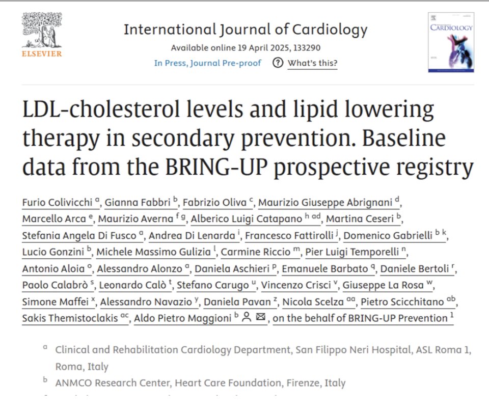 Stefania Di Fusco (@doctstefania) on Twitter photo #BringUp Prevention baseline data just published in #IJC
🇮🇹 study led by Prof. Furio Colivicchi, co-PI Aldo Pietro Maggioni
An impressive project by <a href="/ANMCO/">Ars Nova Musicans</a> cardiologists with the support of <a href="/perilTuocuore/">Fondazione per il Tuo cuore</a> foundation research center
👉 sciencedirect.com/science/articl… #BringUp Prevention baseline data just published in #IJC
🇮🇹 study led by Prof. Furio Colivicchi, co-PI Aldo Pietro Maggioni
An impressive project by <a href="/ANMCO/">Ars Nova Musicans</a> cardiologists with the support of <a href="/perilTuocuore/">Fondazione per il Tuo cuore</a> foundation research center
👉 sciencedirect.com/science/articl…