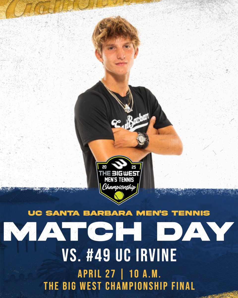 Time to bring home some hardware! 🏆

🆚 No. 49 UC Irvine
🏟️ Barnes Tennis Center | San Diego, Calif.
⏰ 10 a.m.
📊 ucsbgauchos.com/MTENLiveStats
📺 ucsbgauchos.com/TennisLivestre…