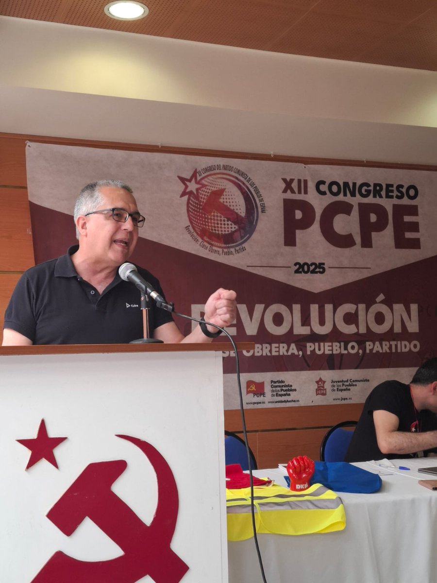 Asistí a sesión de clausura del XII Congreso del PCPE, trasladé saludo fraternal en nombre del Comité Central del PCC y agradecimiento por solidaridad militante y sostenida con Cuba.